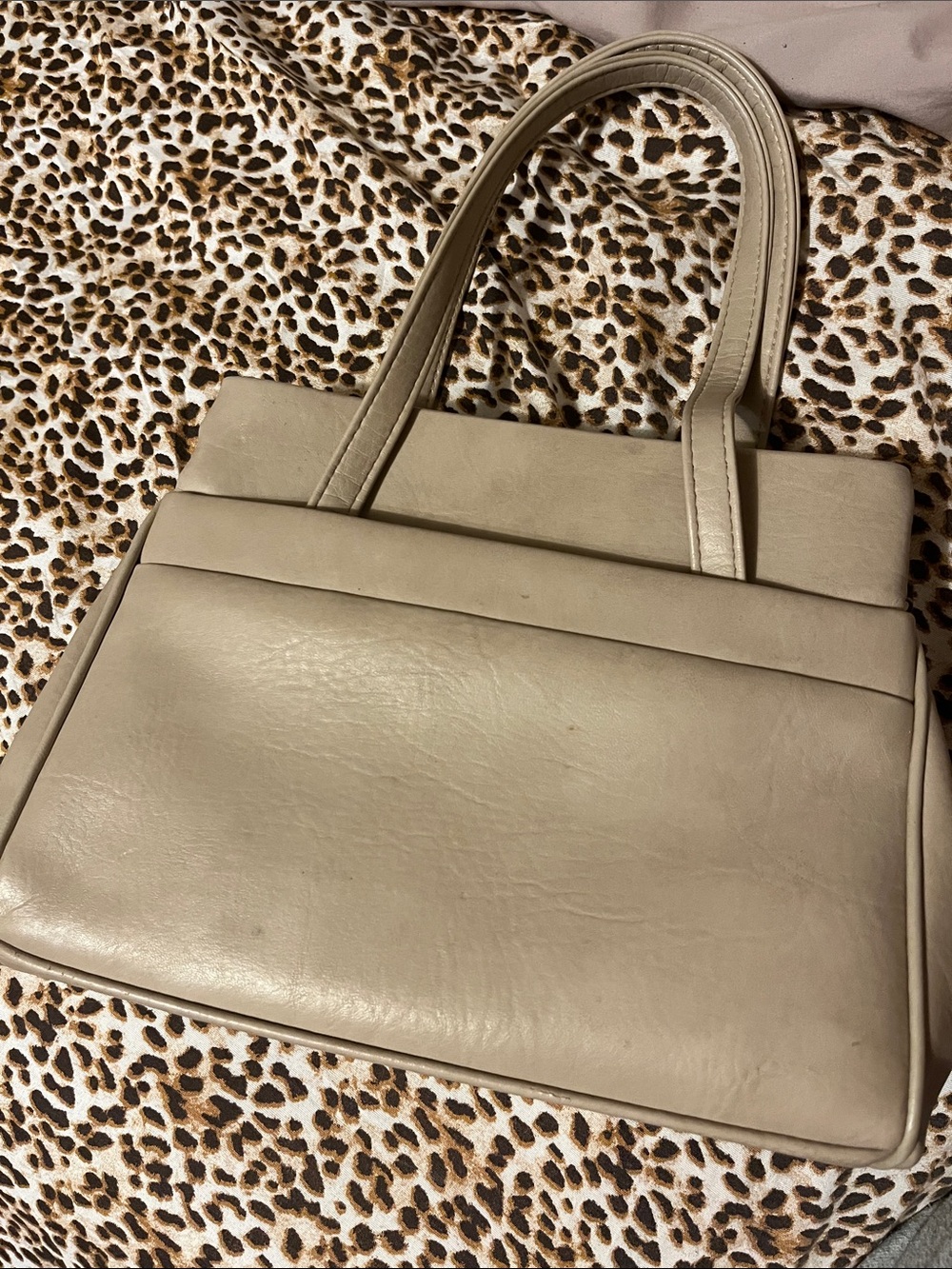 Classic Taupe Leather Tote Bag - Women